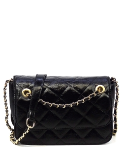 Fashion Quilted Flap Over Crossbody Bag DL710Q BLACK